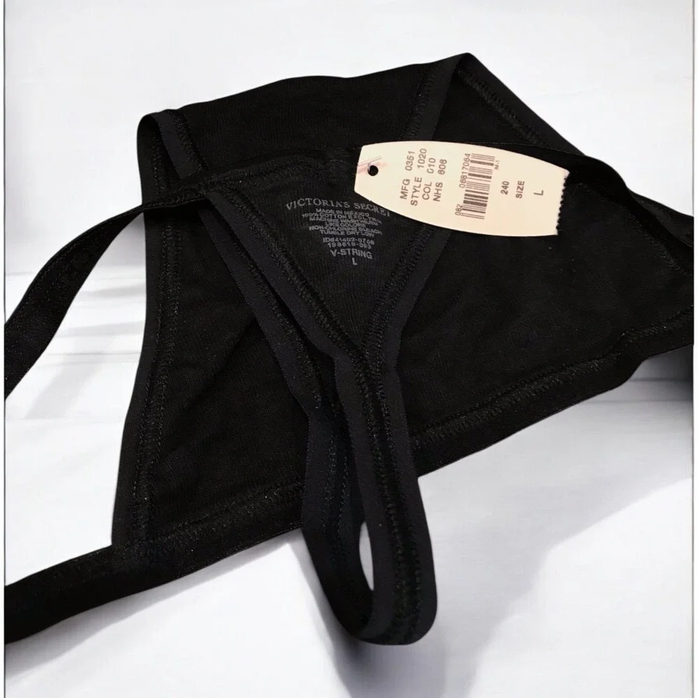 NWT Victoria's Secret Vintage Signature Cotton Logo V  String Thin Band Thong LG - Picture 3 of 3